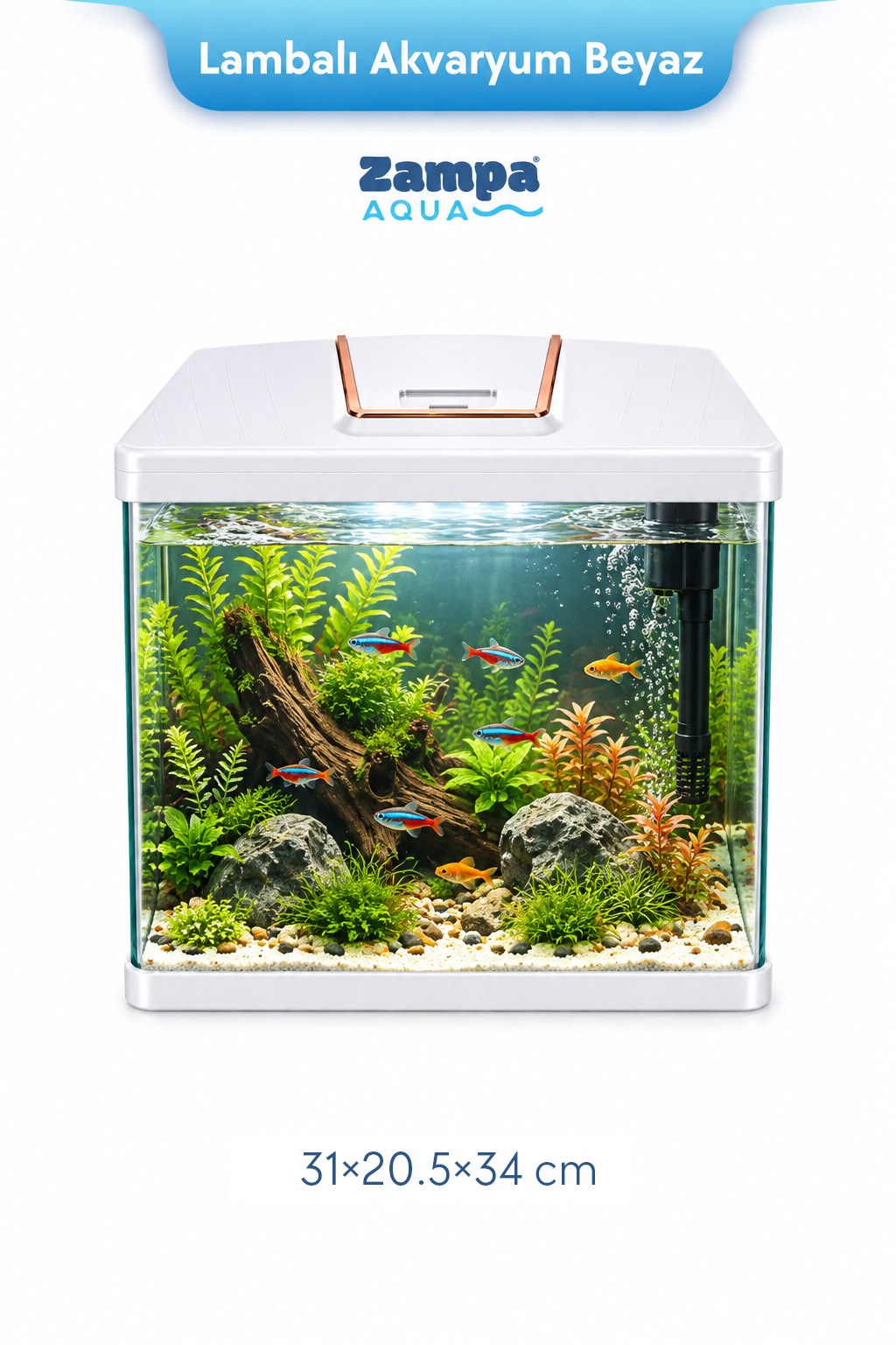 Zampa AQUA Jingming Akvaryum Beyaz 310×205×340 mm