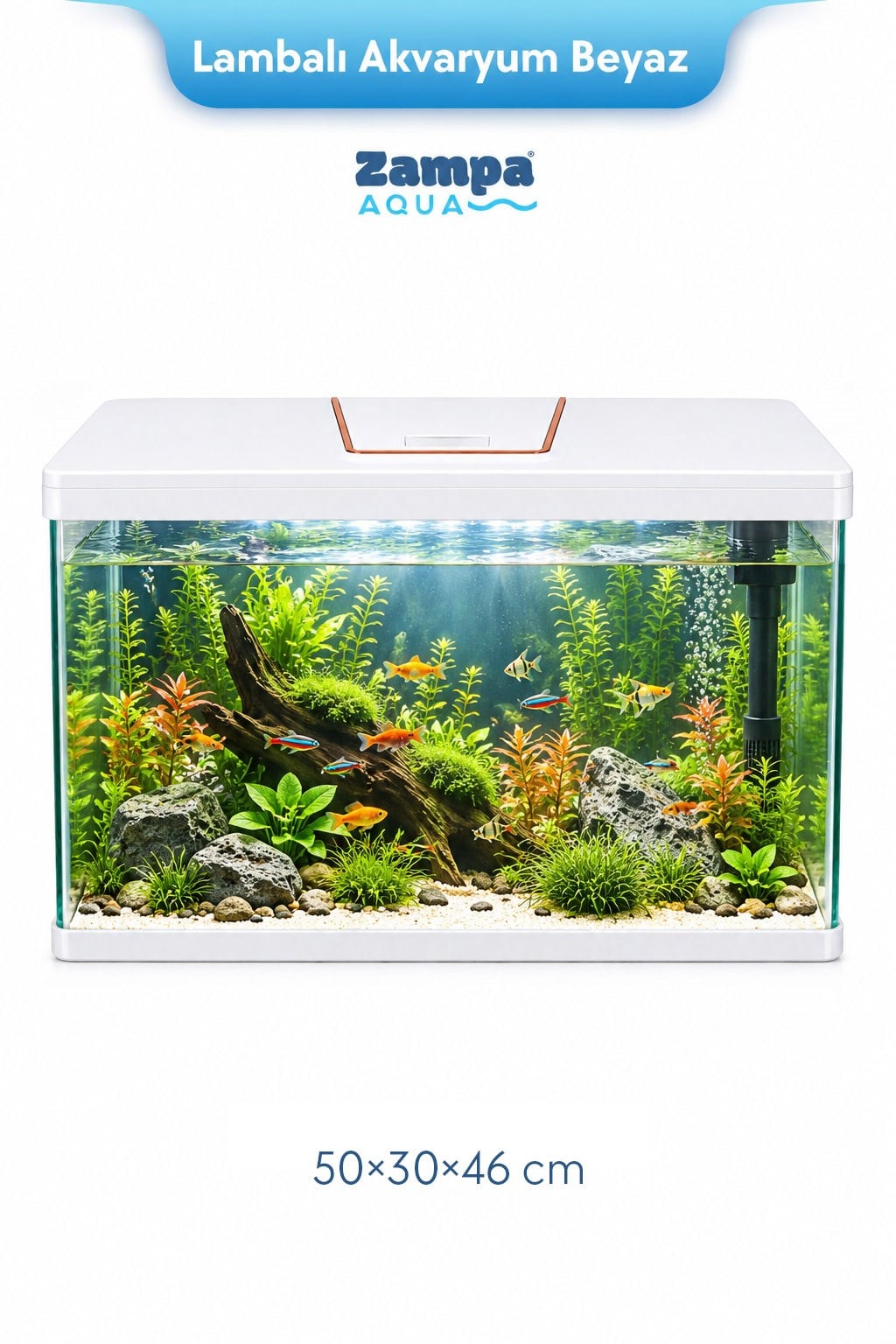 Zampa AQUA Jingming Akvaryum Beyaz 500×300×460 mm