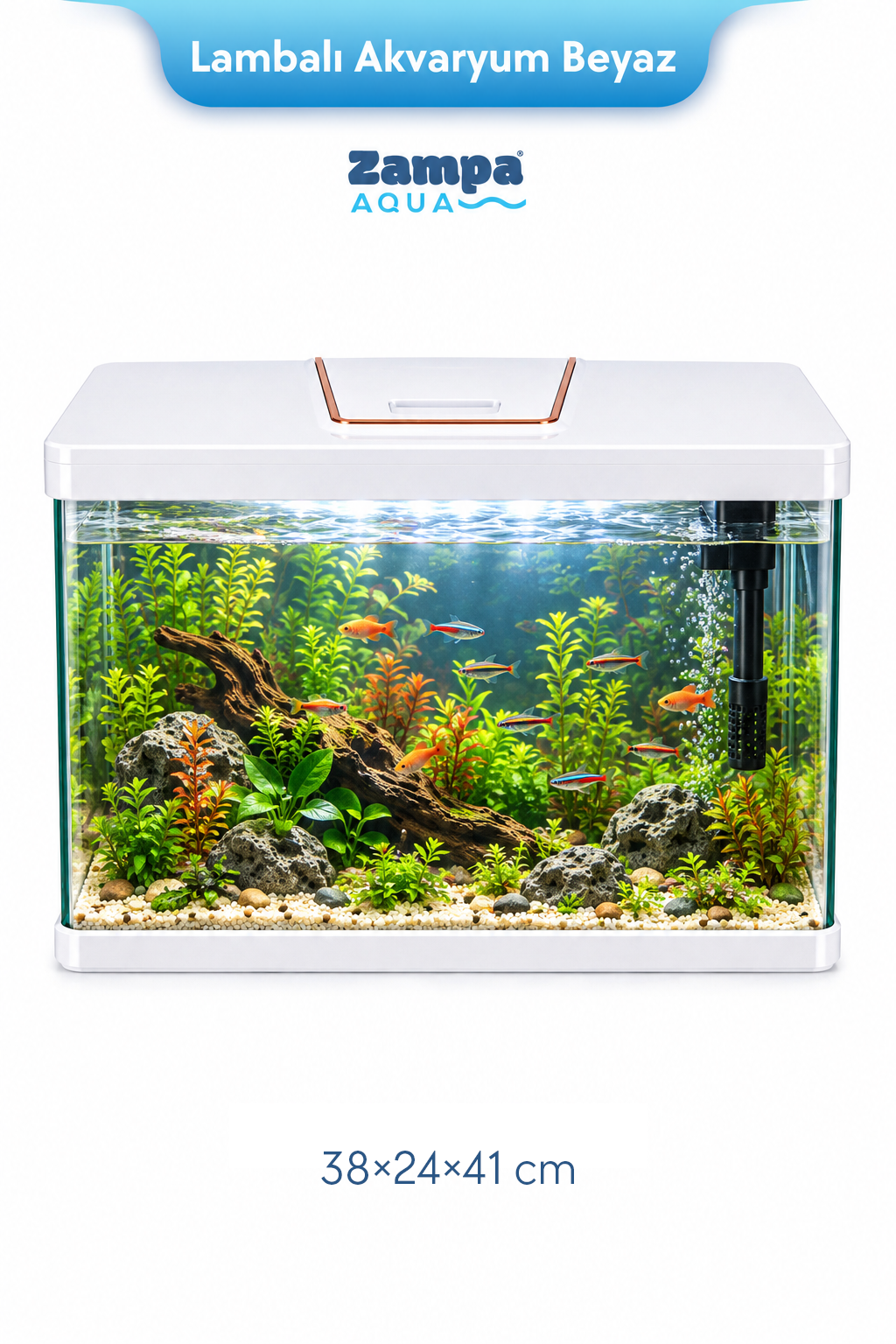 Zampa AQUA Jingming Akvaryum Beyaz 380×240×410 mm