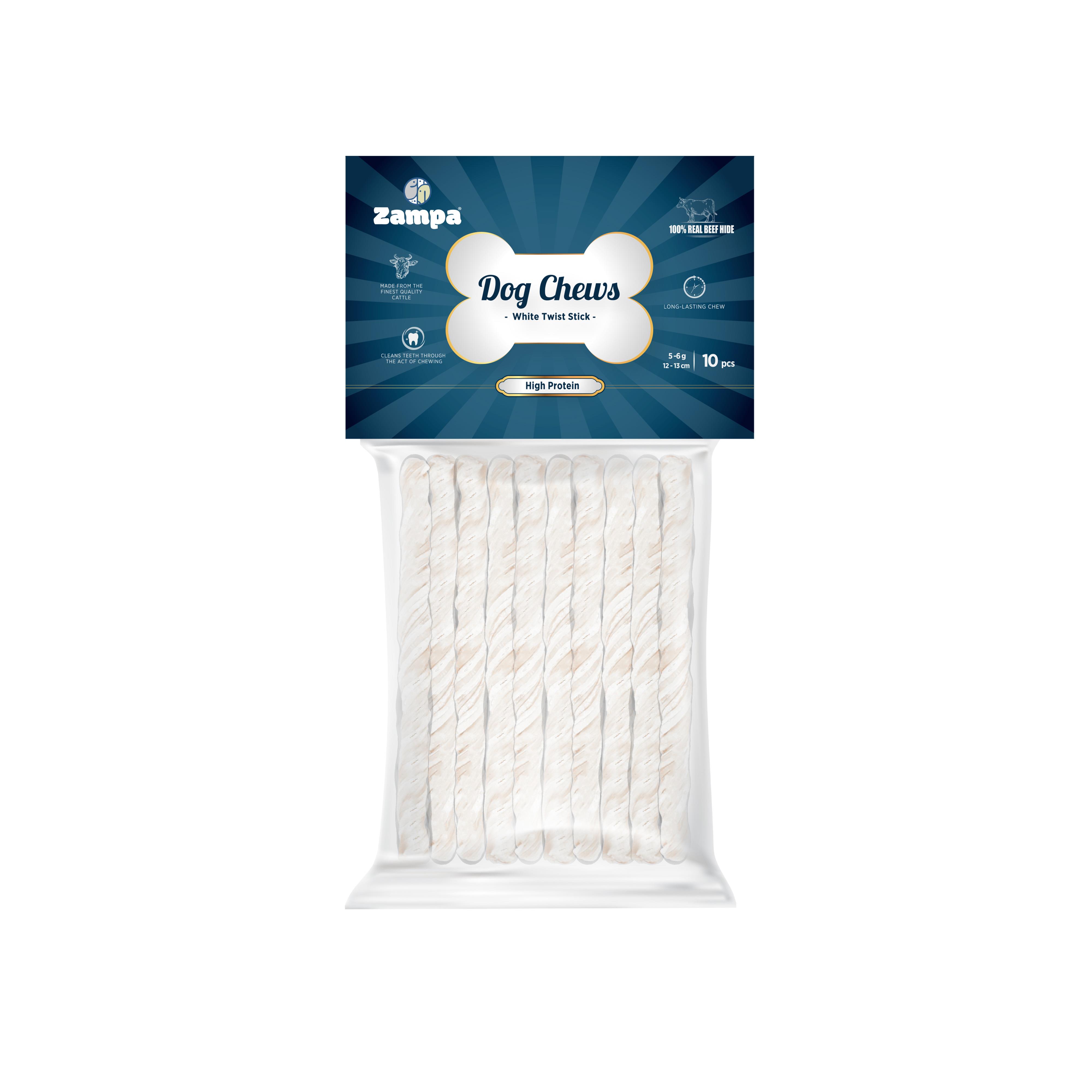 Zampa Beyaz Burgu Çubuk (Sticks) Kemik Köpek Ödülü 10 lu 5g