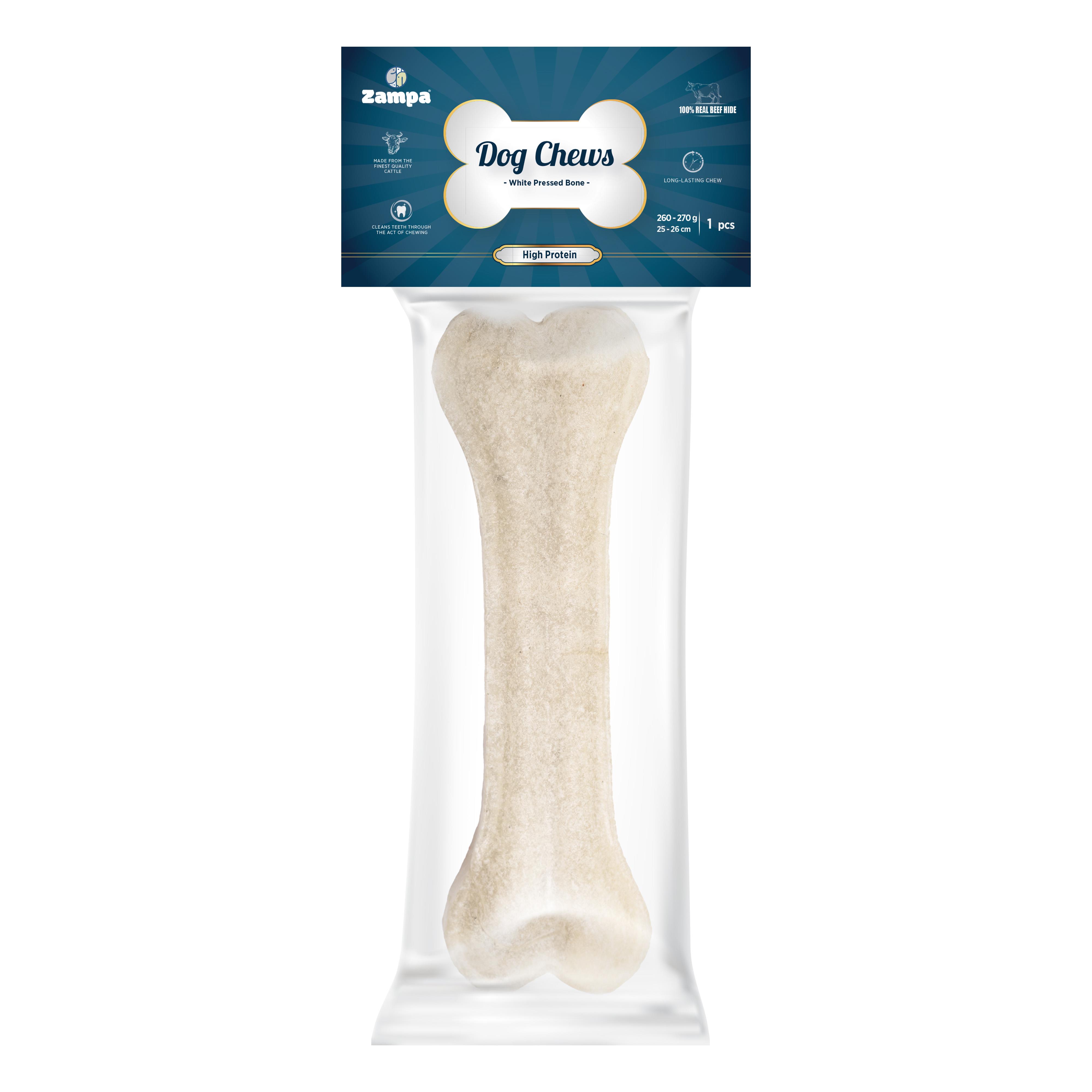 Zampa Beyaz Press Kemik Köpek Ödülü Tekli 260-270g