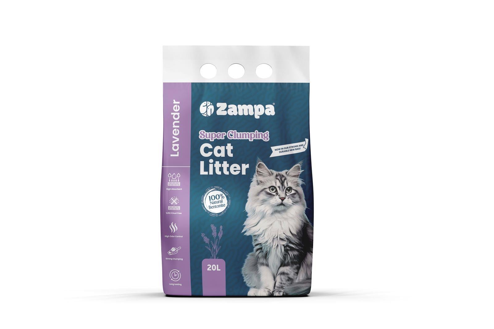 Zampa Lavanta Kokulu Bentonit Kedi Kumu 20 lt