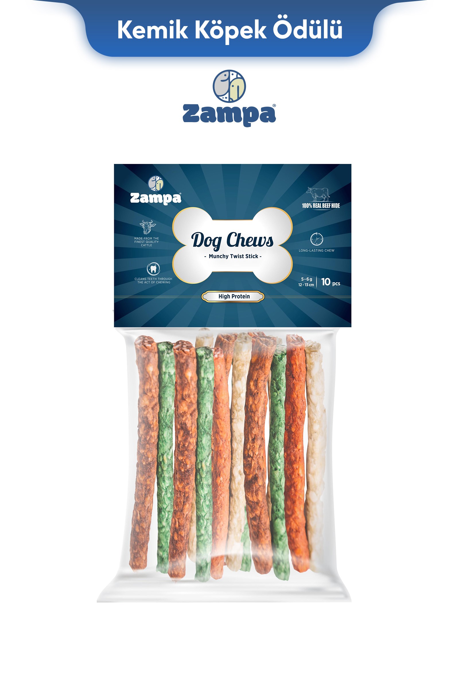 Zampa Munchy Burgu Çubuk (Sticks) Kemik Köpek Ödülü 10 lu 5g