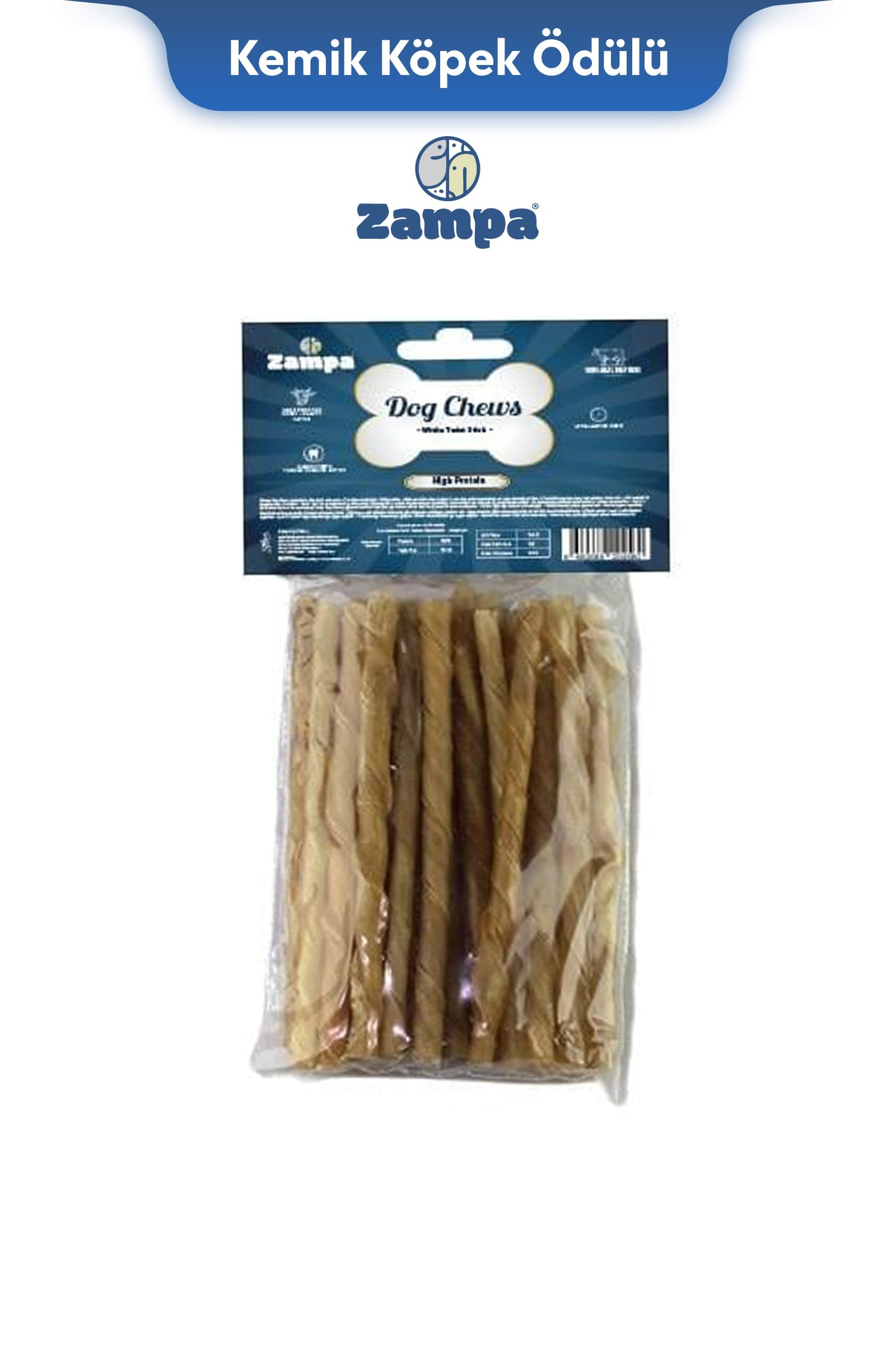 Zampa Natürel Burgu Çubuk (Sticks) Kemik Köpek Ödülü 25 li 5g