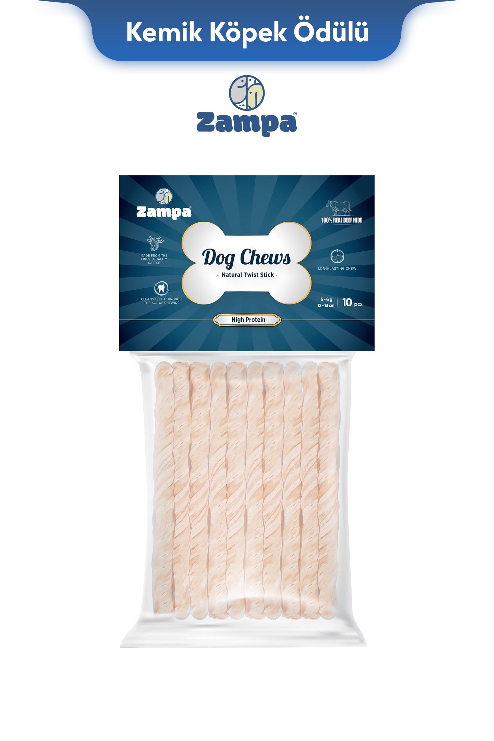 Zampa Natürel Burgu Çubuk (Sticks) Kemik Köpek Ödülü 10 lu 5g