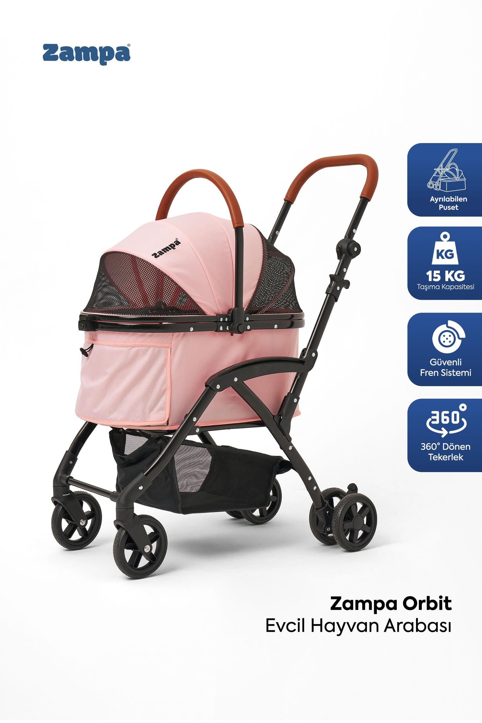 Zampa Orbit Kedi & Köpek Arabası Pembe
