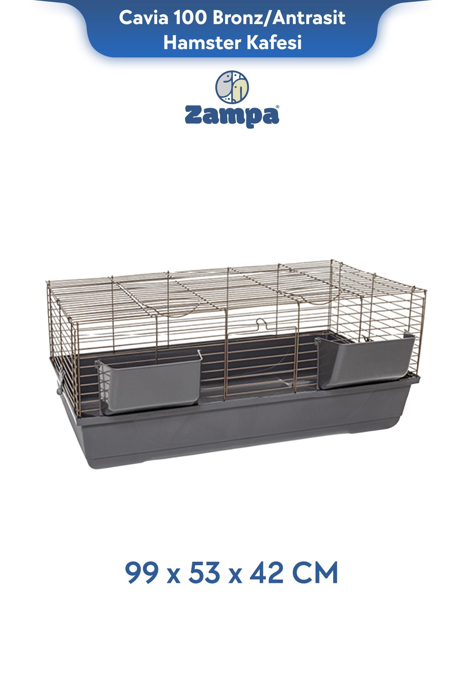 Zampa Plus Cavia 100 Tavşan Kafesi Bronz/Antrasit 99x53x42 cm