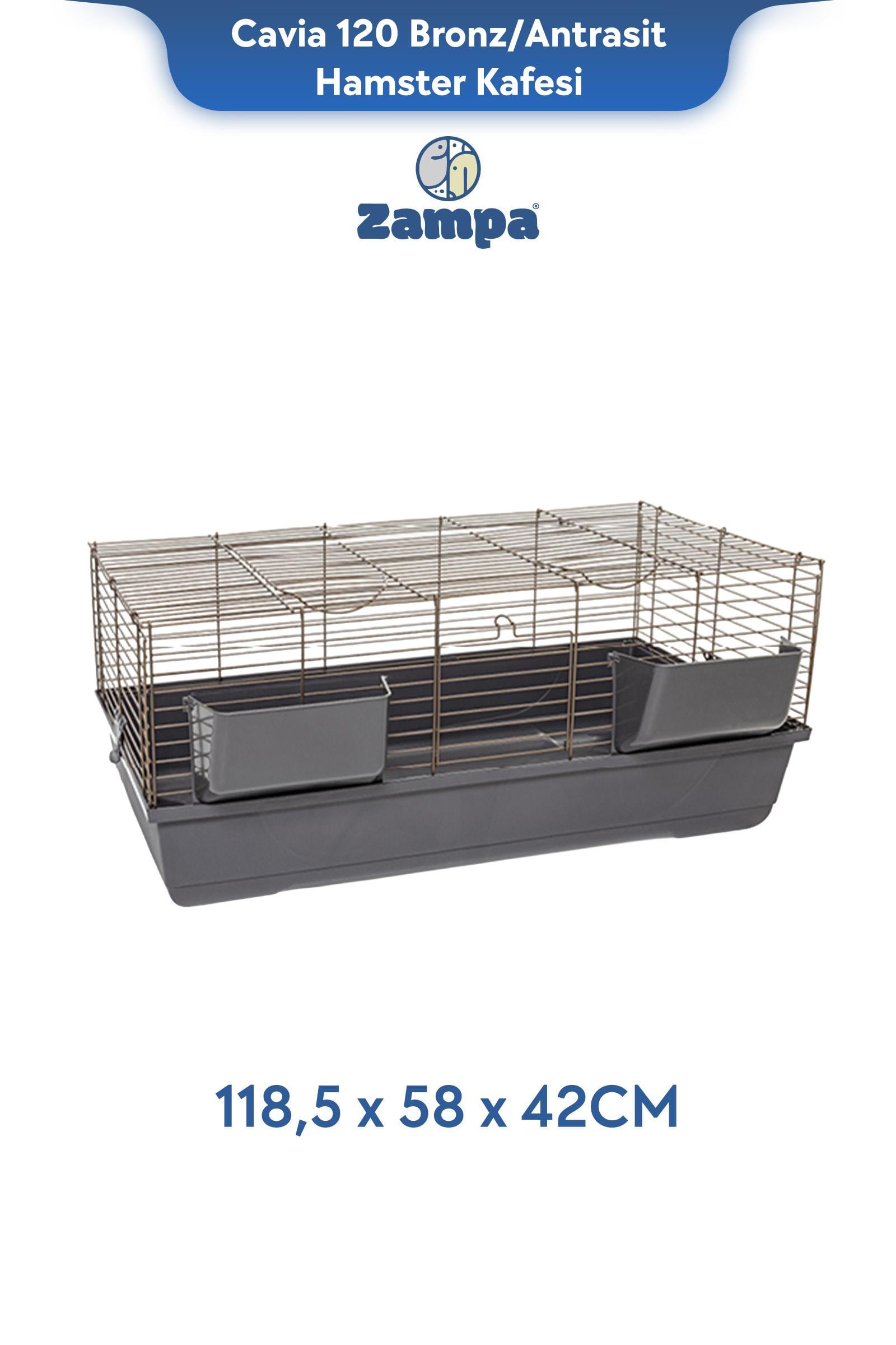 Zampa Plus Cavia 120 Tavşan Kafesi Bronz/Antrasit 118,5x58x42 cm