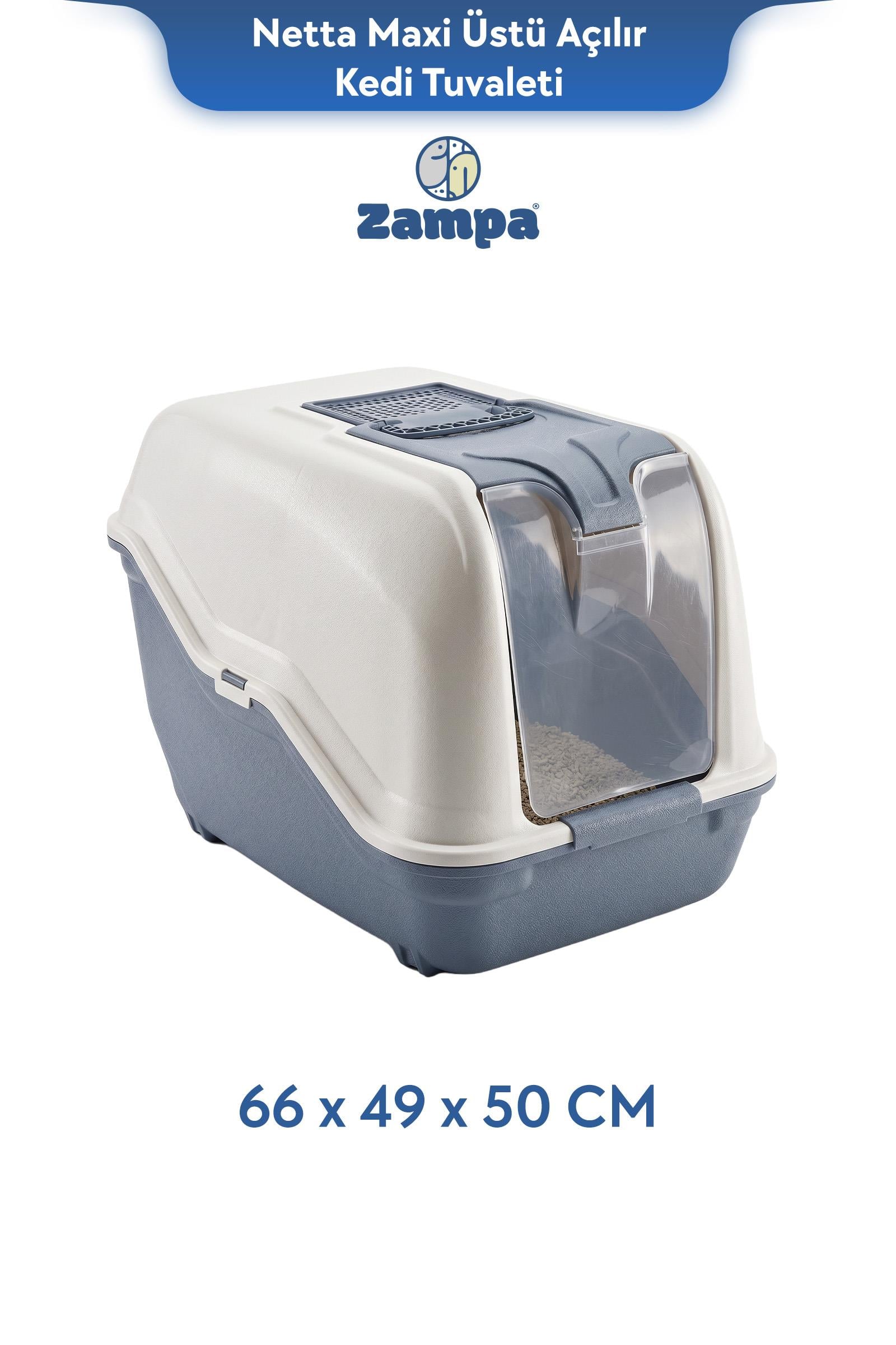 Zampa Plus Netta Maxi Üstü Açılır Kedi Tuvaleti 66x49x50 cm