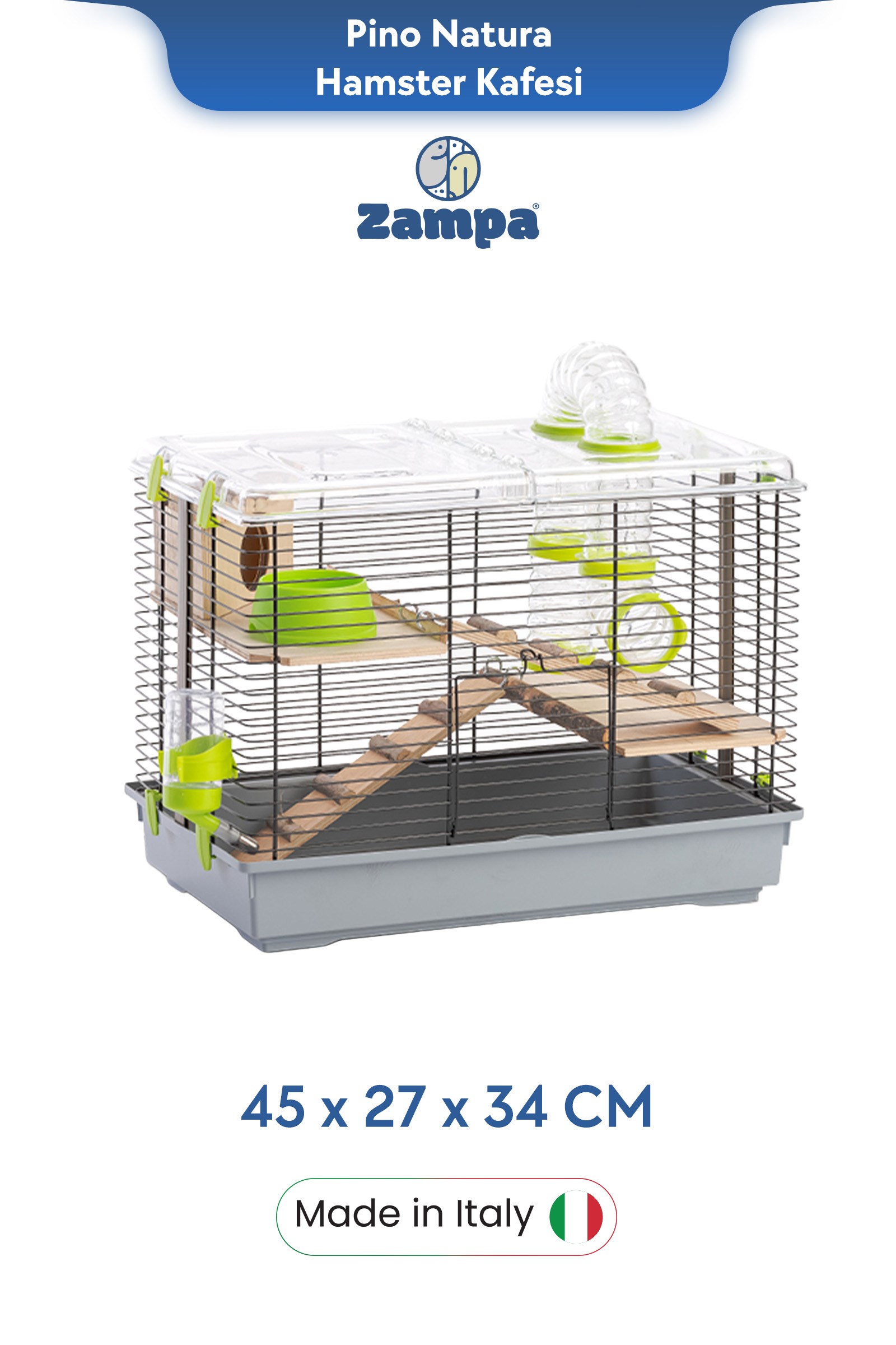 Zampa Plus Pino Natura Hamster Kafesi 45x27x34 cm
