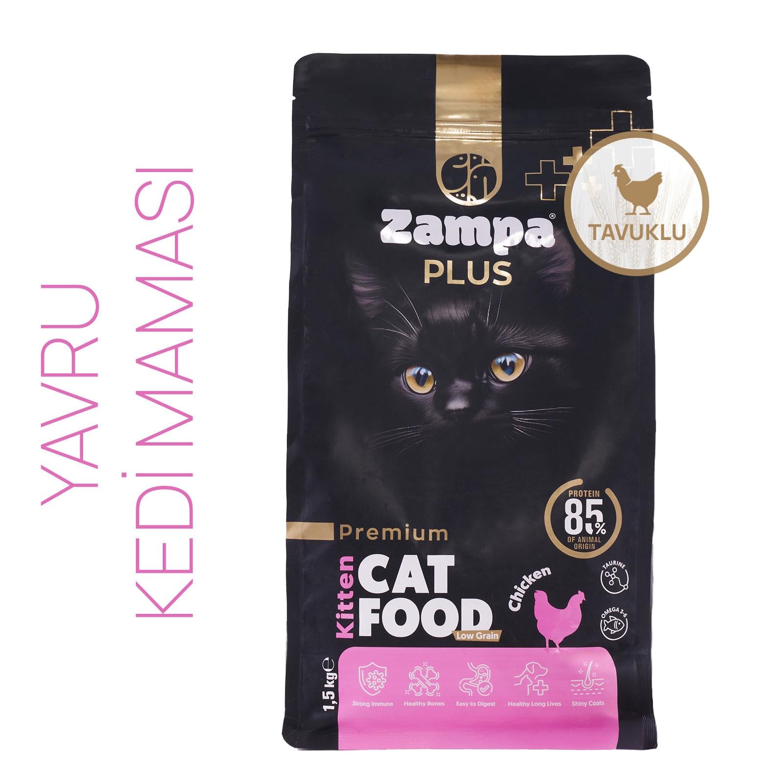 ZAMPA PLUS PREMIUM Yavru Kediler için Tavuk Etli Kuru Mama 1,5KG