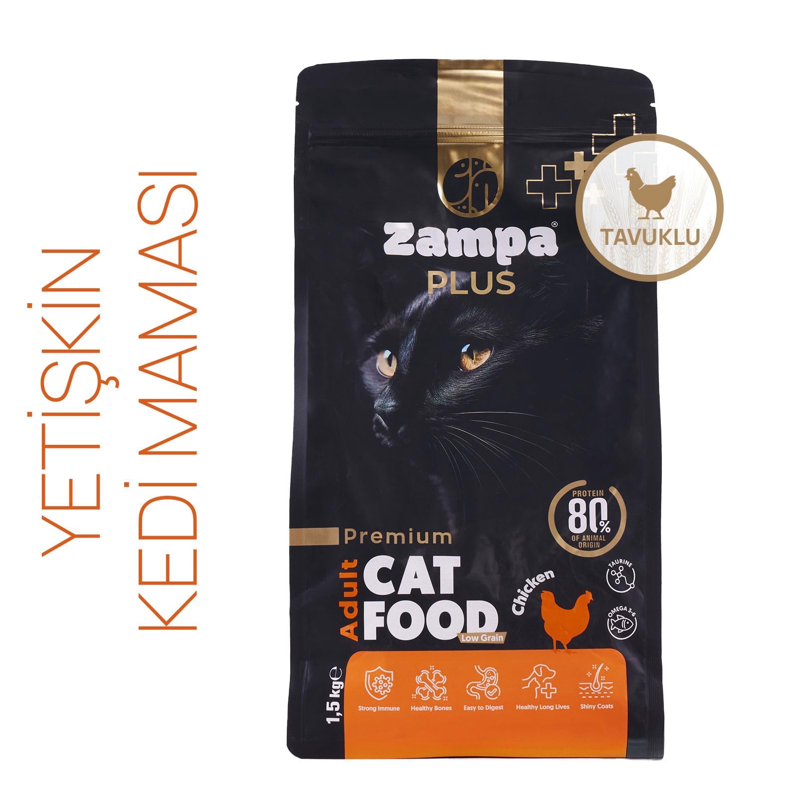 ZAMPA PLUS PREMIUM Yetişkin Kediler için Tavuk Etli Kuru Mama 1,5KG