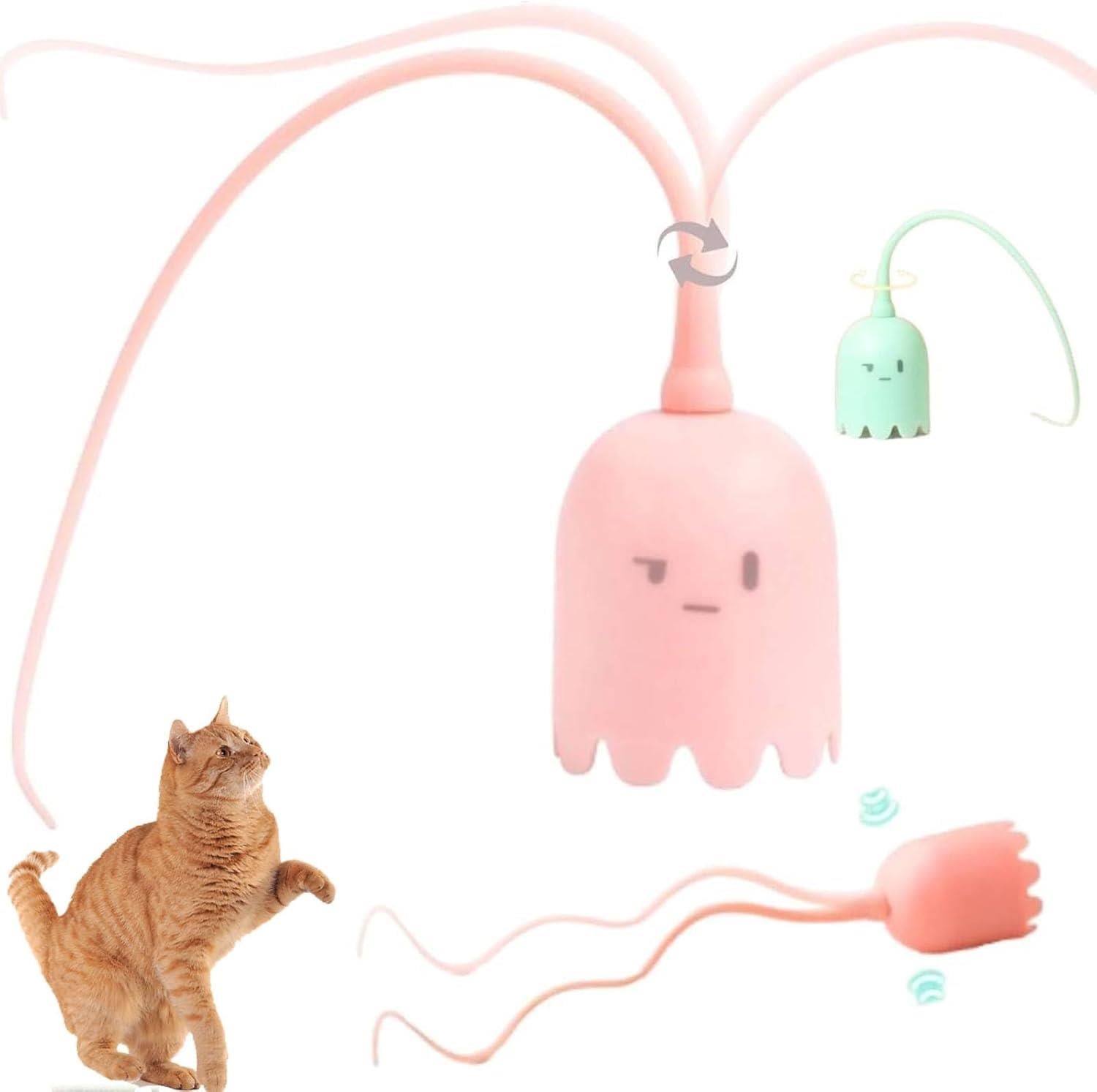 Zampa Sarjlı Hareketli Sihirli Kuyruk Kedi Oyuncağı, 38cm, Yeşil, Pembe