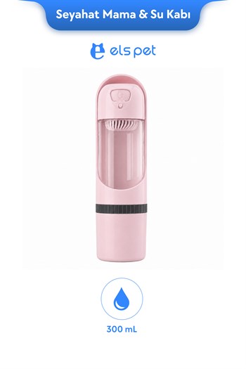 ELS Pet Seyahat Kedi&Köpek Mama Ve Su Kabı, Pembe