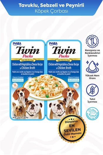 Inaba/Churu Twin Packs - Köpekler İçin Tavuklu, Sebzeli ve Peynirli Ödül Maması