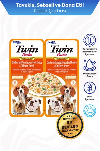Inaba/Churu Twin Packs - Köpekler İçin Tavuklu, Sebzeli ve Biftekli Ödül Maması