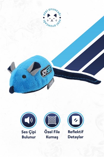 JOYSER Ses Çipli Fare Kedi Oyuncağı Mavi 16 cm