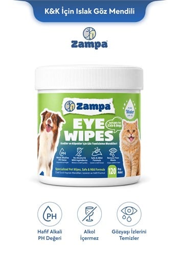 Zampa Kedi & Köpek için Islak Göz Mendili - 120li