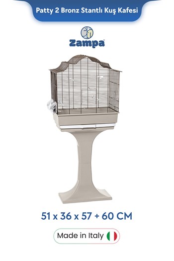 Zampa Plus Patty 2 Stantlı Kuş Kafesi Bronz 51x36x57+60cm
