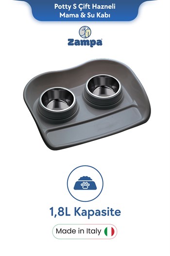 Zampa Plus Potty L Çift Hazneli Mama & Su Kabı 1.8L