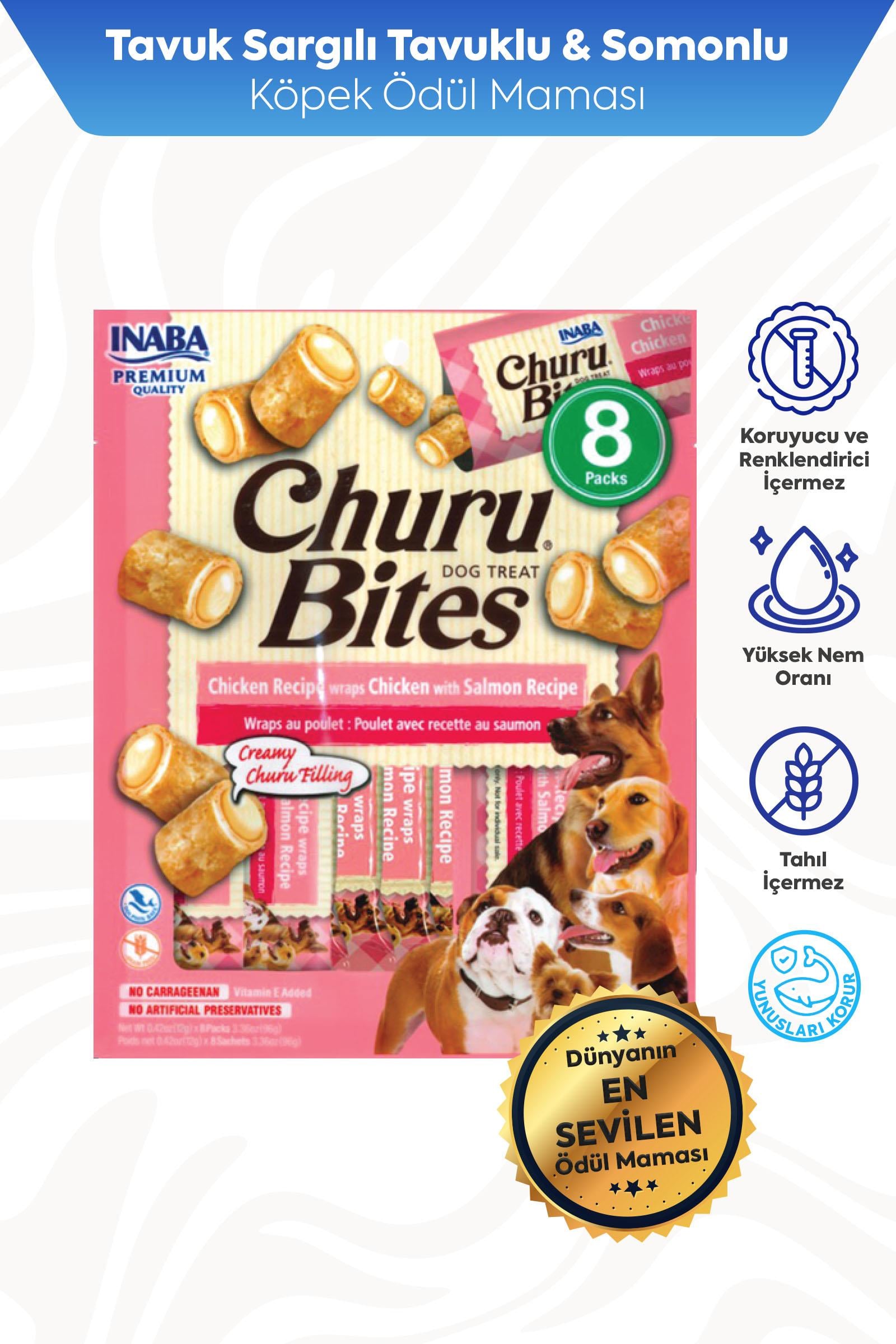 Churu Bites Köpek için Tavuklu ve Somonlu Ödül Maması