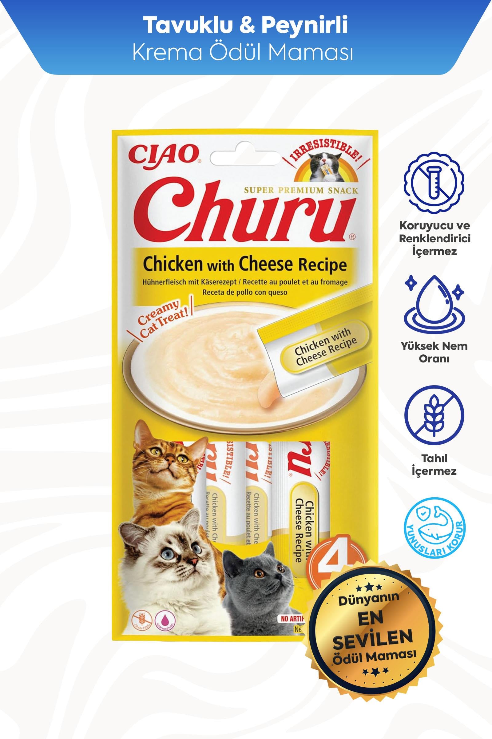 Ciao Churu Cream Tavuklu ve Peynirli Kedi Ödül Kreması 4 x 14 Gr