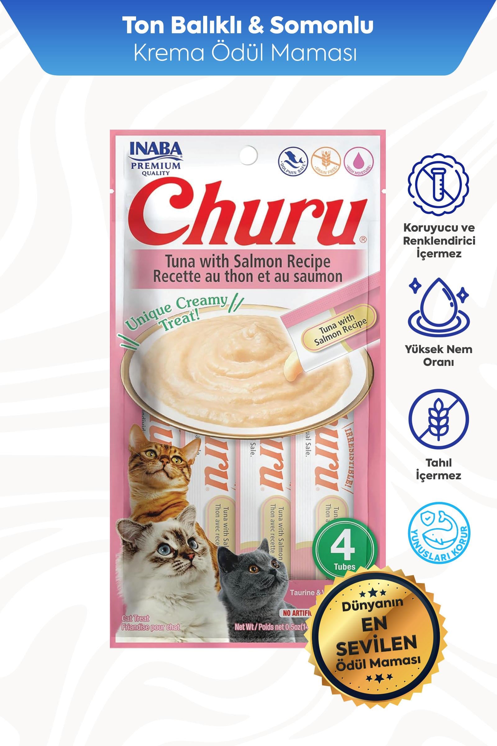 Ciao Churu Cream Tuna and Salmon Cat Treat Cream 4 x 14 Gr