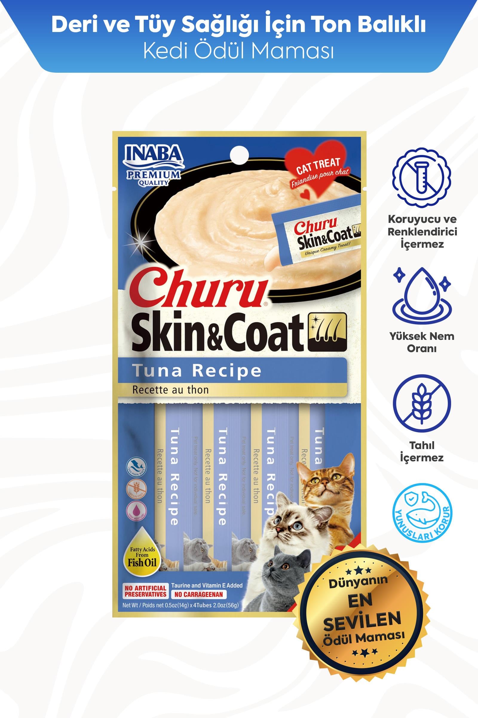 Ciao Churu Skin&Coat -Cilt ve Tüy Sağlığı- Ton balıklı Ödül Maması