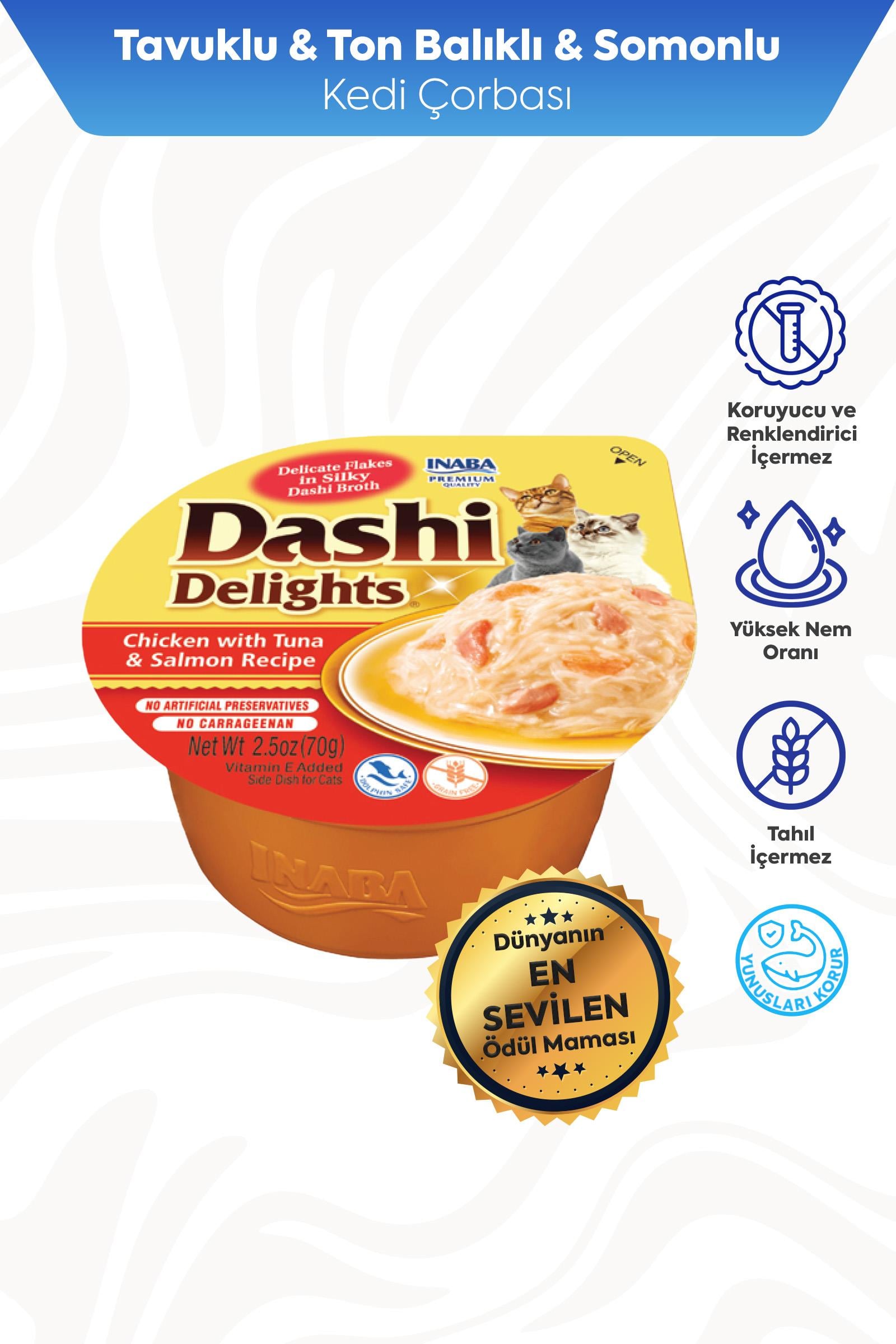 Ciao Dashi Delights Tavuk & Ton ve Somon Balıklı Kedi Çorbası 70 Gr