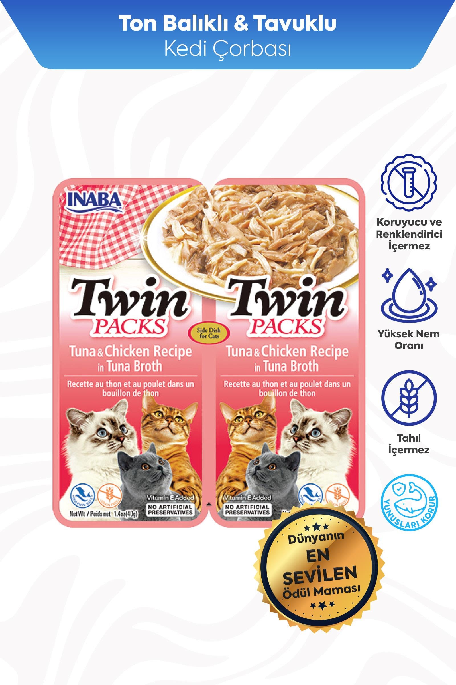 CiaoTwin Packs Ton Balıklı ve Tavuklu Kedi Çorbası 2 x 40 Gr