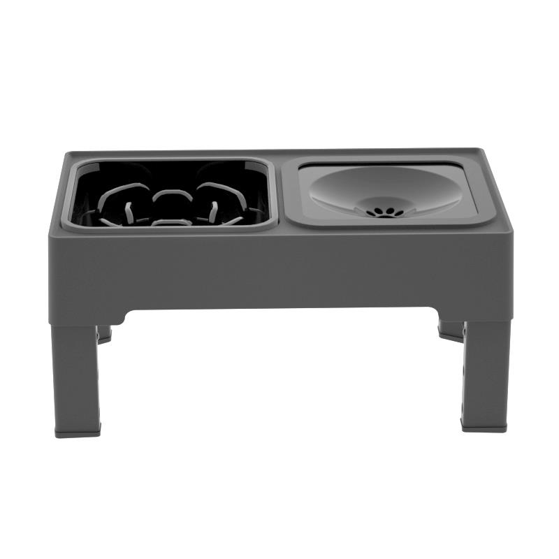 ELS Pet Ayarlanabilir Kedi&Köpek Mama Kabı Standı, Gri, 44,7x28,5x9,8 cm