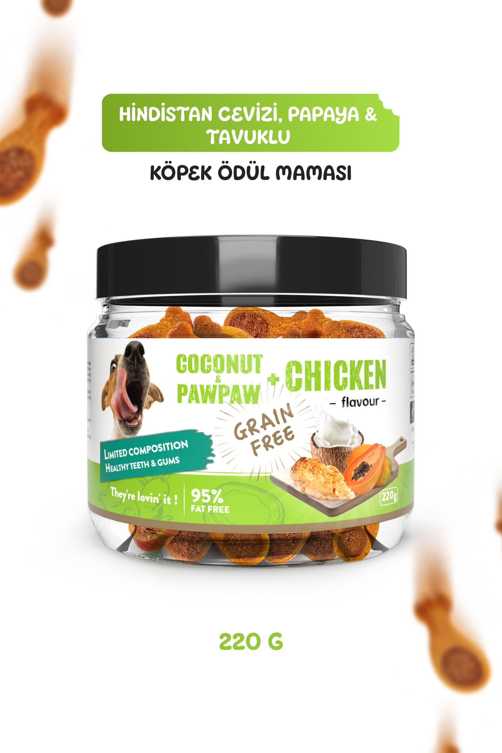 Howbone Hindistan Cevizi Sütü Papaya ve Tavuk Aromalı Eğitim Ödül Maması 200 g