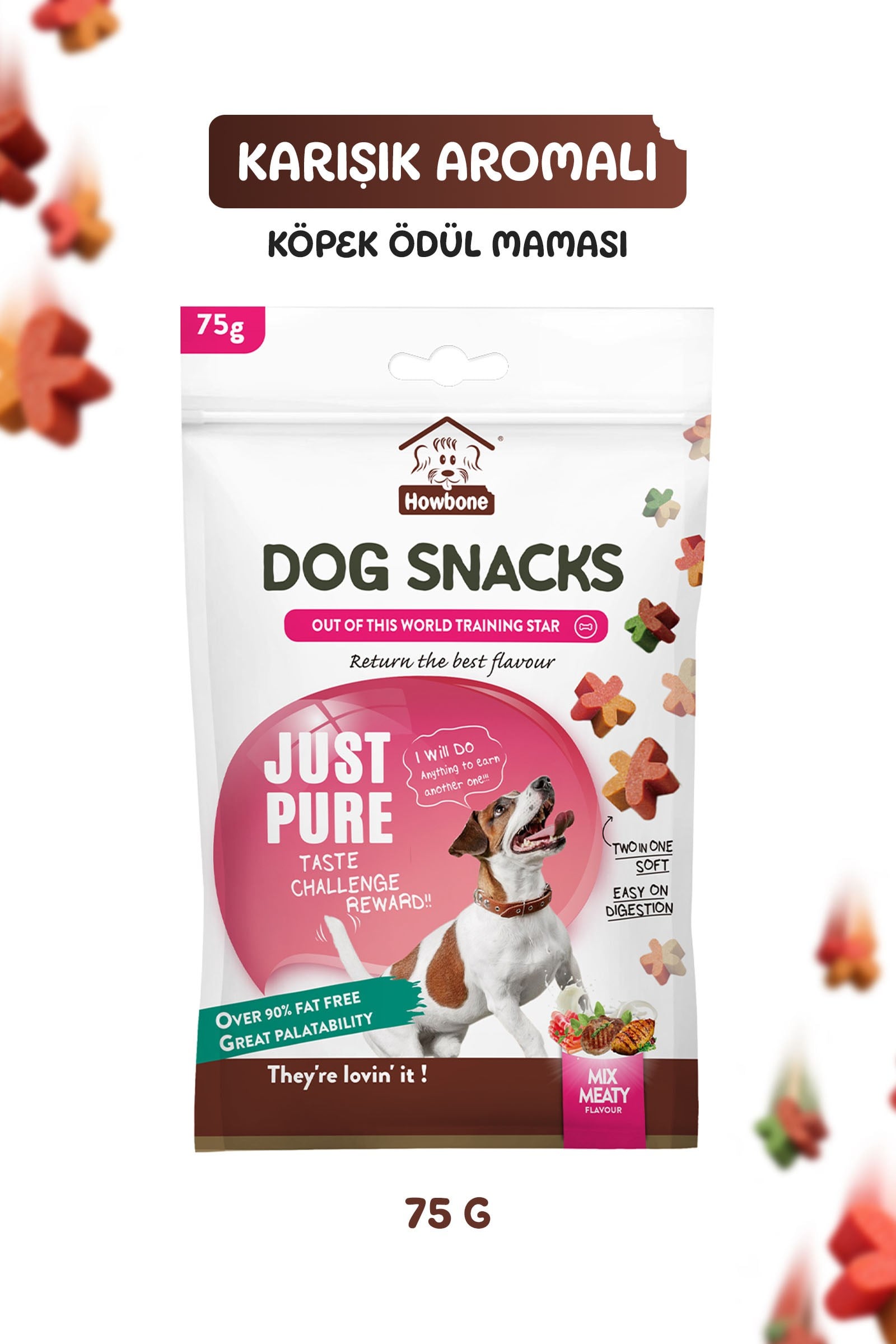 Howbone Just Pure Karışık Et Aromalı Yıldız Köpek Ödül Maması 75 g