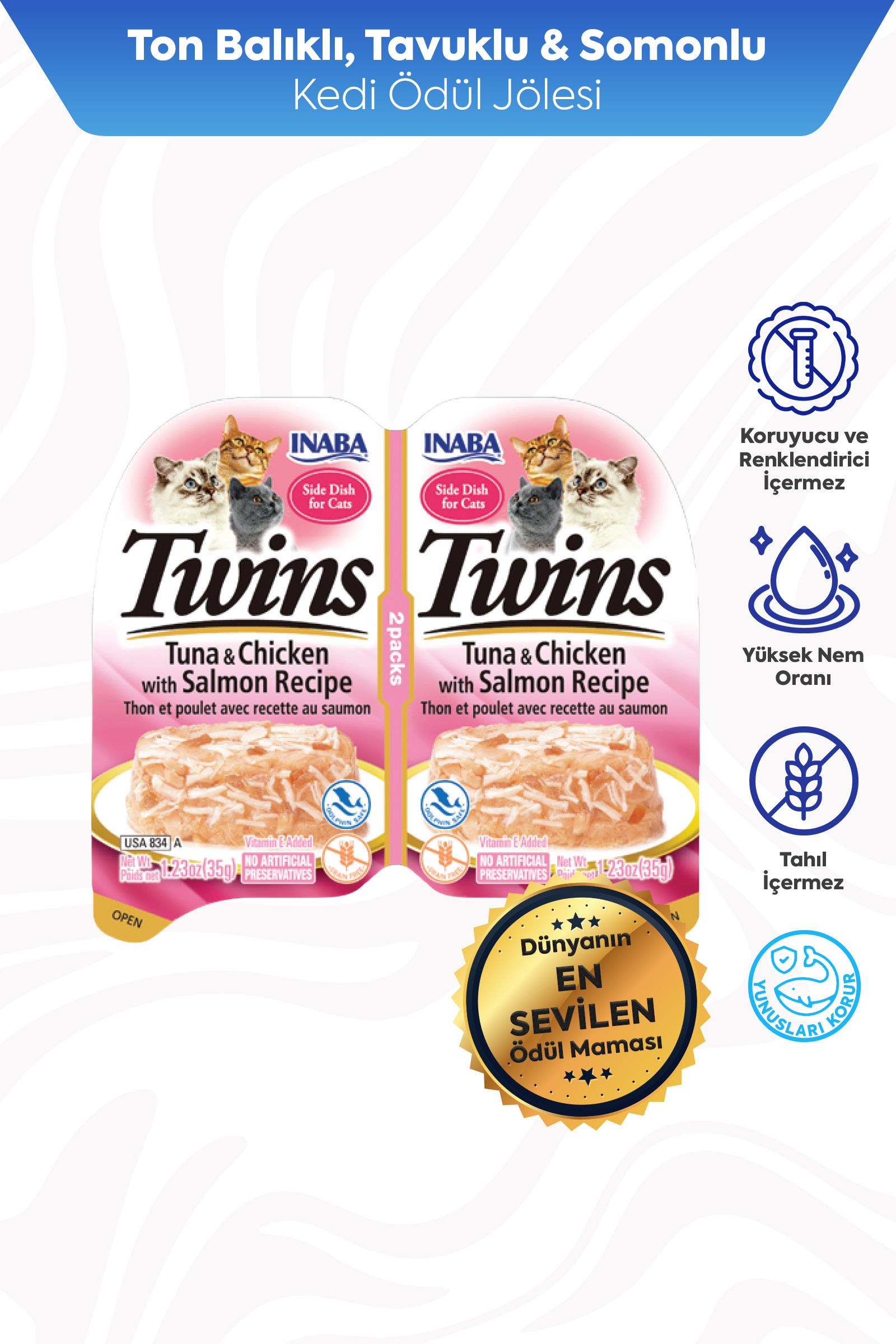 Twins Ton Balıklı, Somonlu ve Tavuklu Kedi Ödül Jölesi 2 x 35 Gr