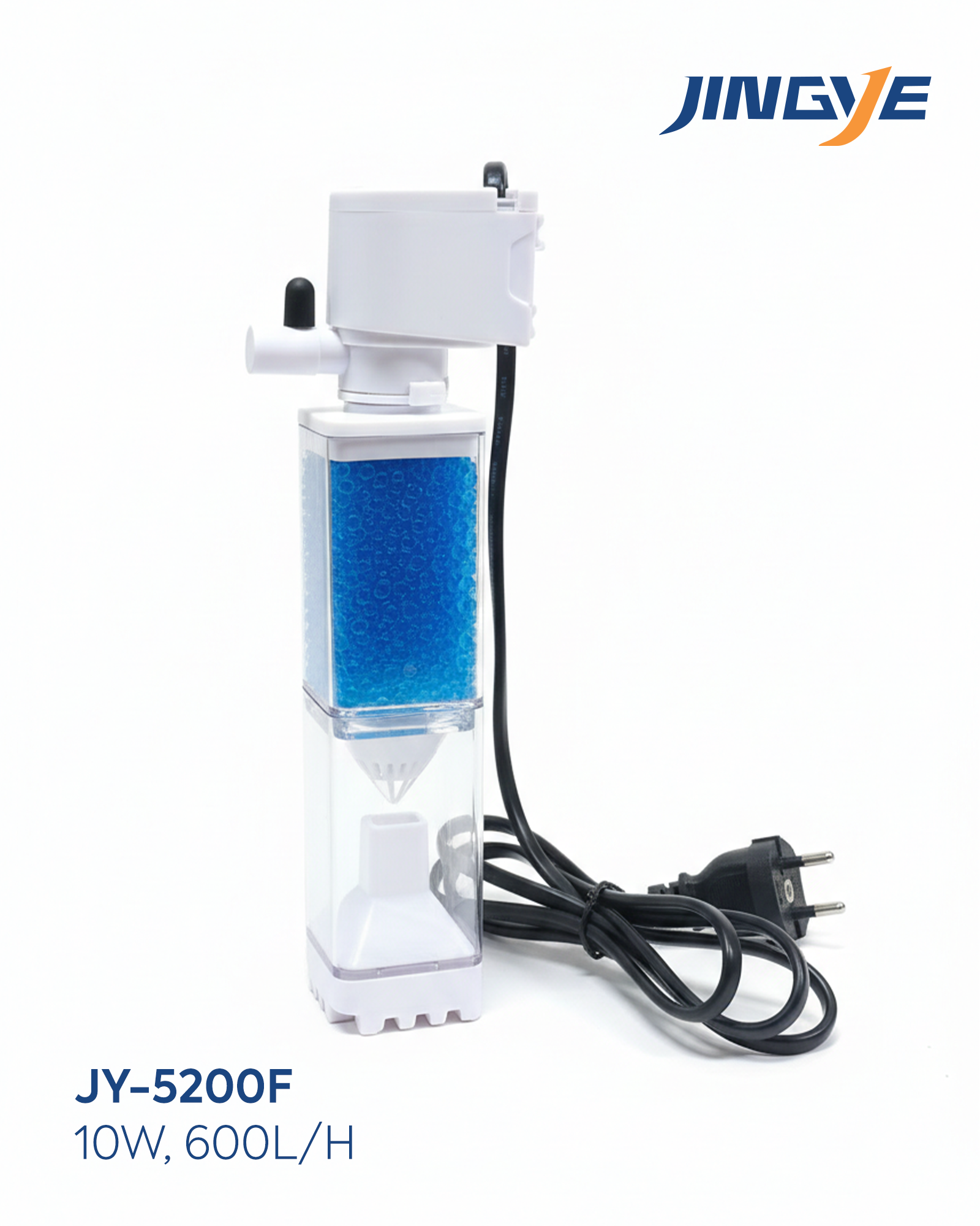 Jingye Akvaryum Şeffaf İç Filtre Beyaz 10W, 600L/H