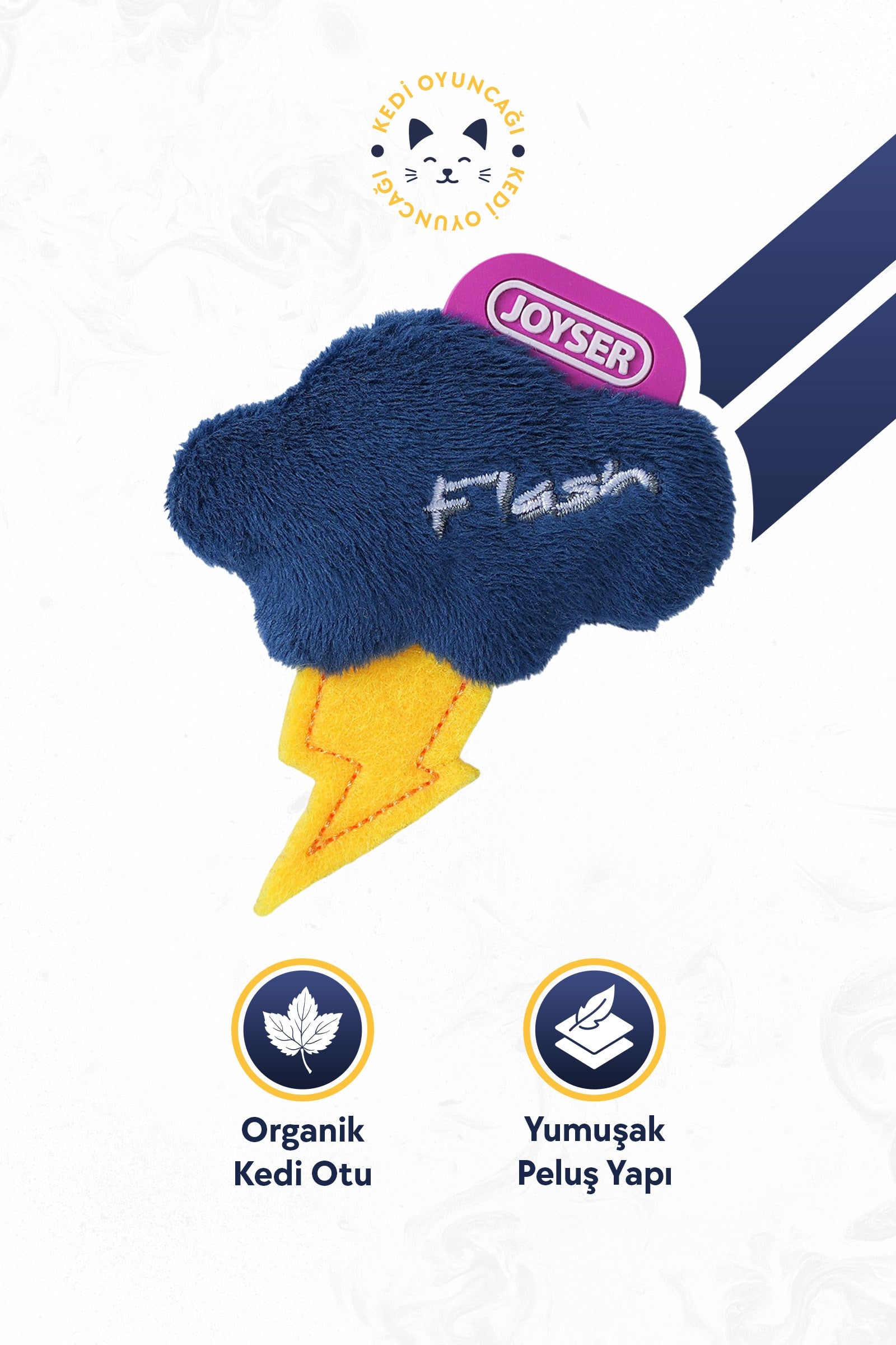 JOYSER Kedi Otlu Yıldırım Şeklinde Peluş Kedi Oyuncağı 7.6 cm