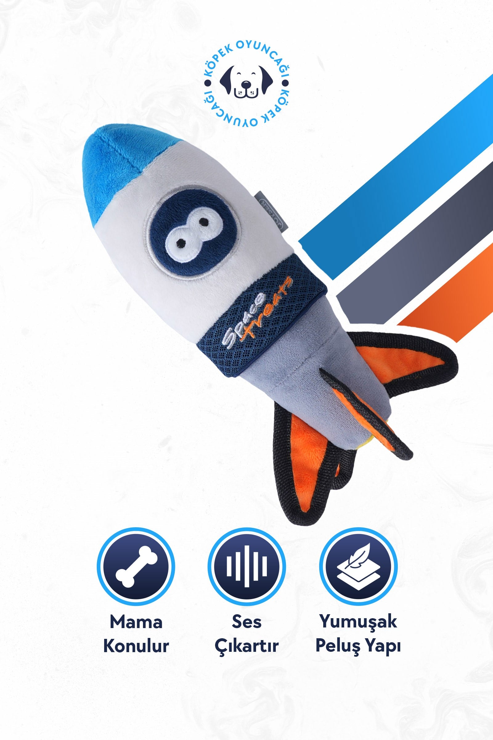 JOYSER Space Treats Roket, Ödül Mamaları için File Cepli  Köpek Oyuncağı 19 cm