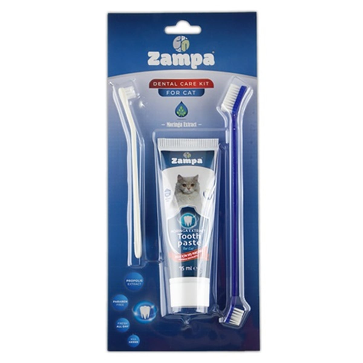 Zampa Kediler İçin Diş Fırçalama Seti, 22cm-70gr