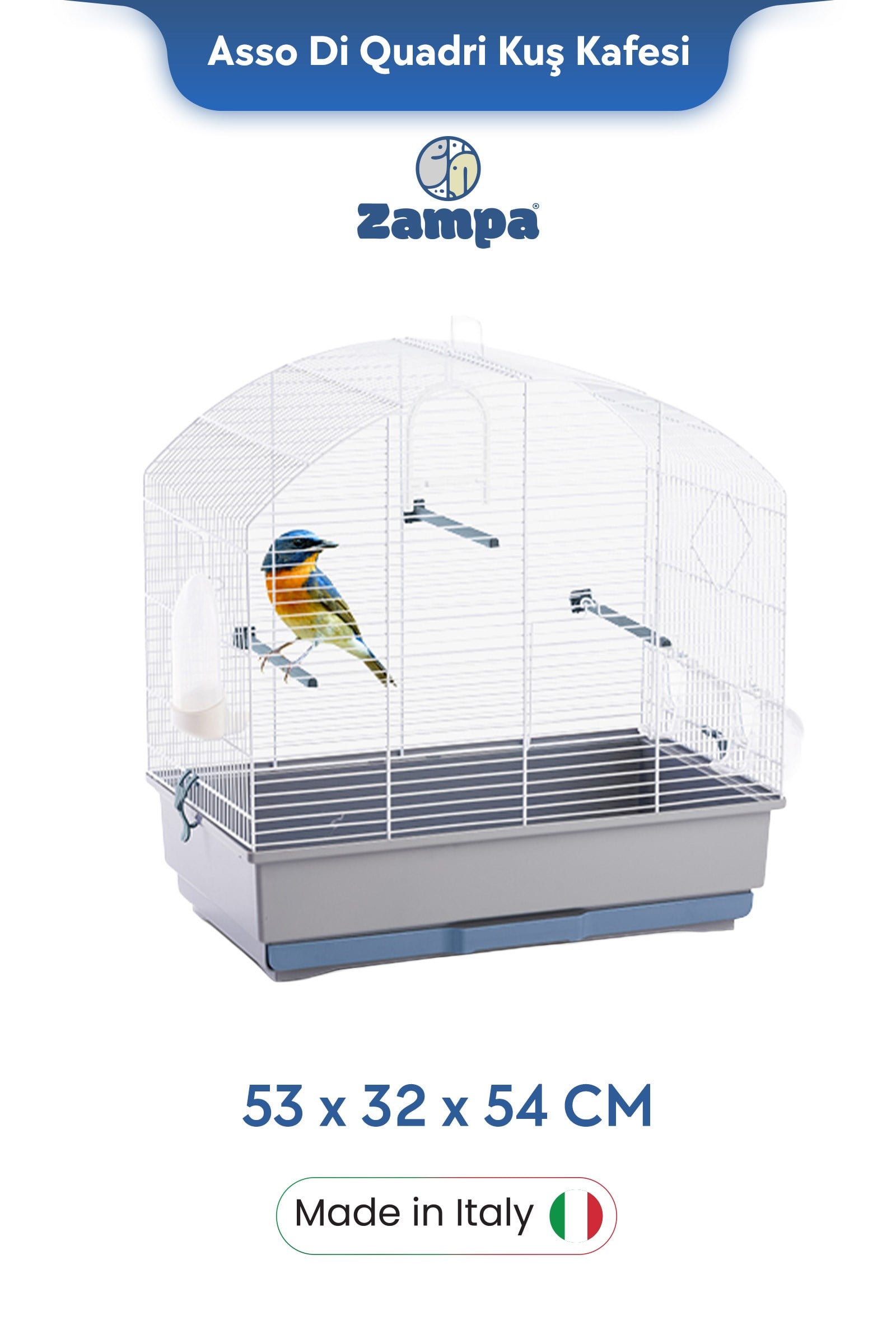 Zampa Plus ASSO DI QUADRI Kuş Kafesi 53x32x54 cm