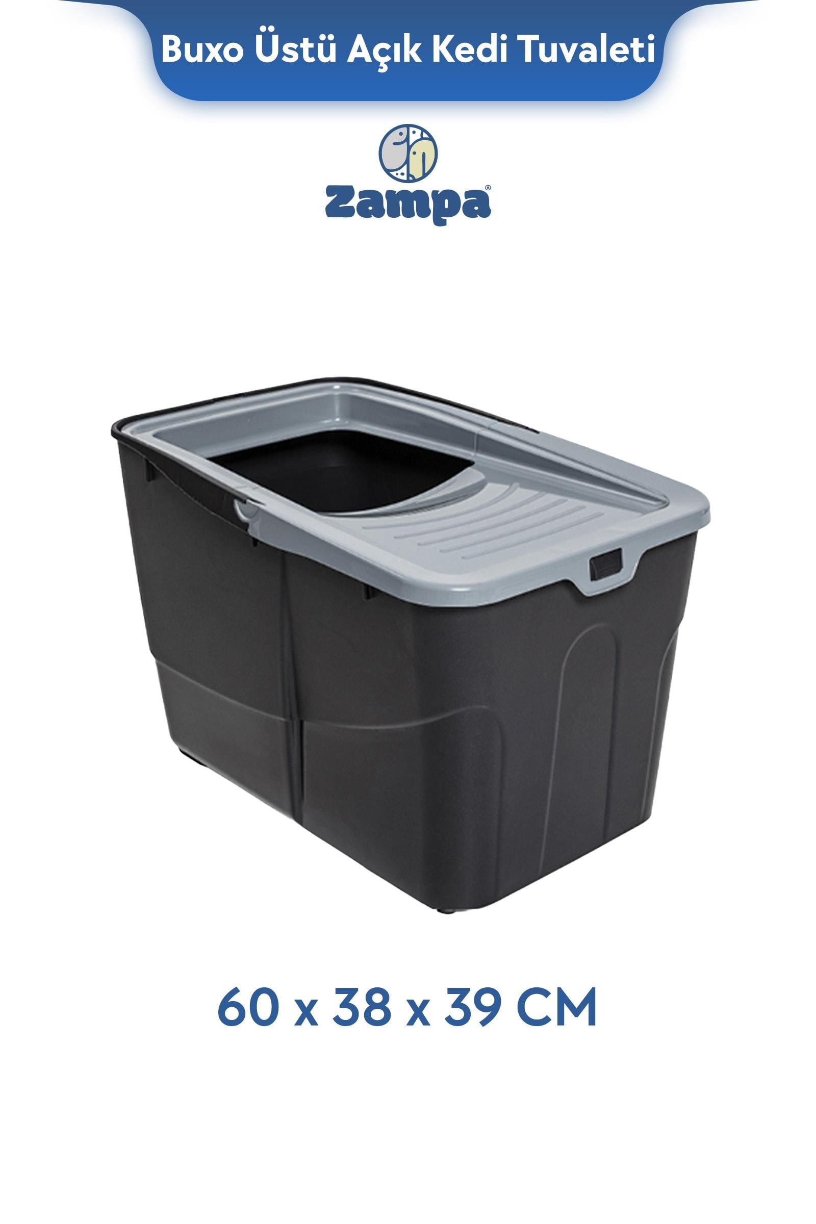Zampa Plus Buxo Üstü Açık, Kapalı Kedi Tuvaleti 60x38x39 cm
