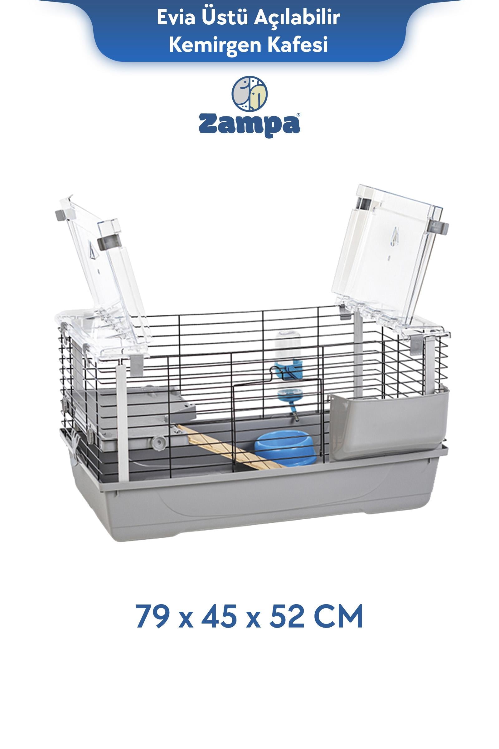Zampa Plus Eva Tavşan Kafesi 79x45x52 cm