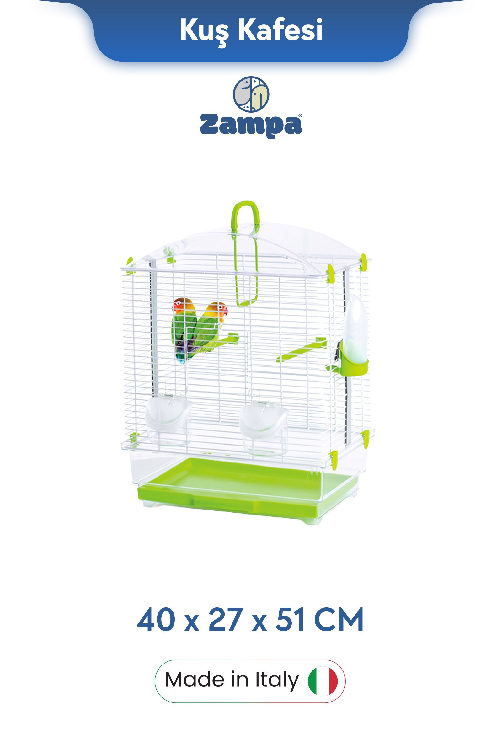 Zampa Plus Lara Kuş Kafesi 40x27x51 cm