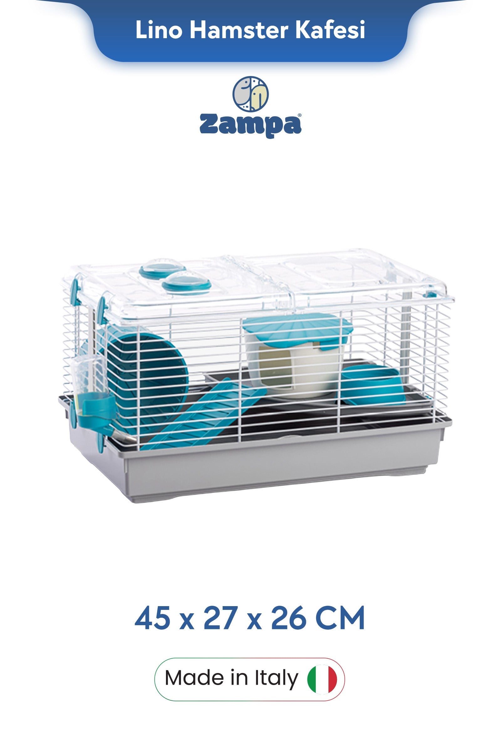 Zampa Plus Lino Hamster Kafesi 45x27x26 cm