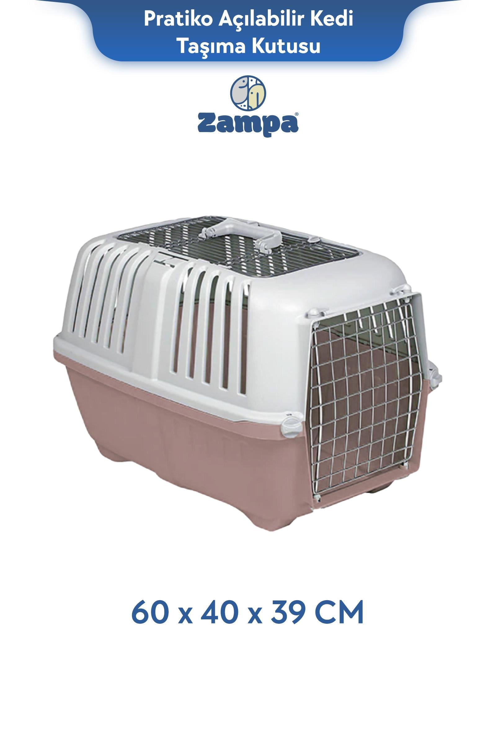 Zampa Plus Pratiko Açılabilir Kedi Taşıma Kutusu 60x40x39cm