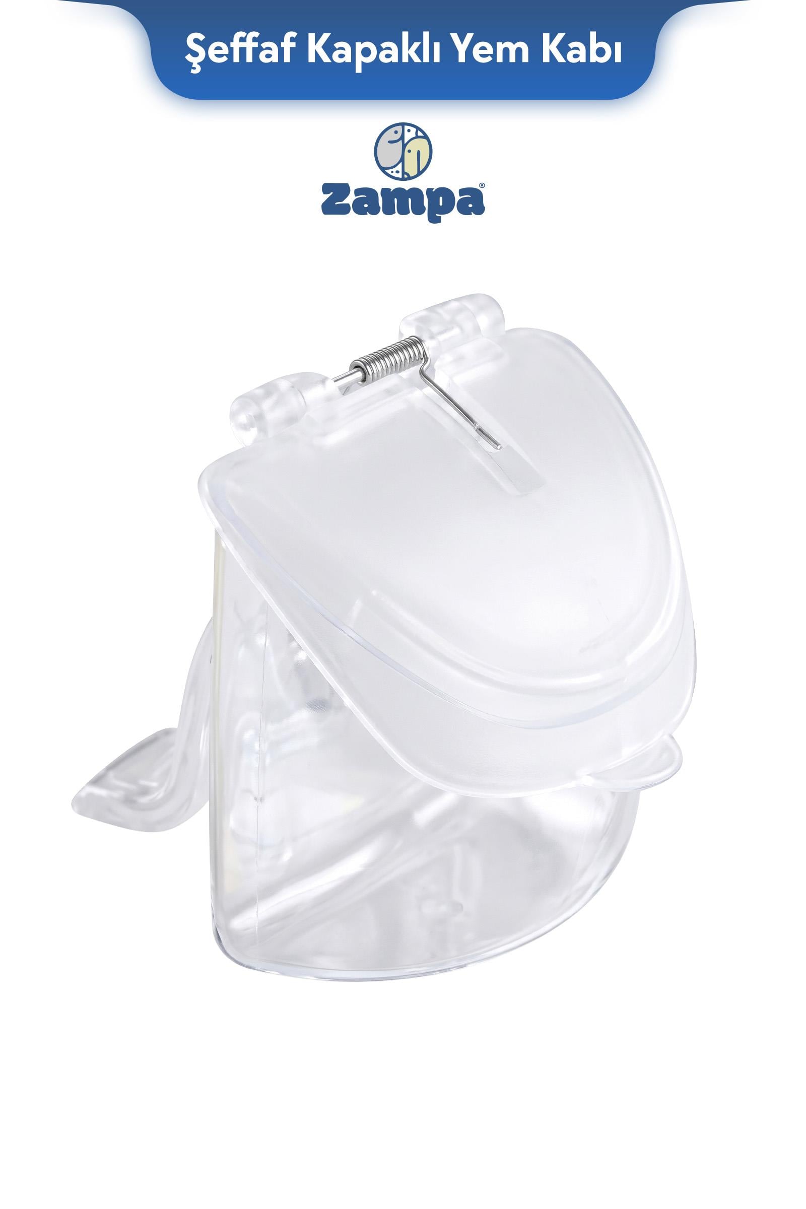 Zampa Plus Şeffaf Kapaklı Kuş Mama Kabı