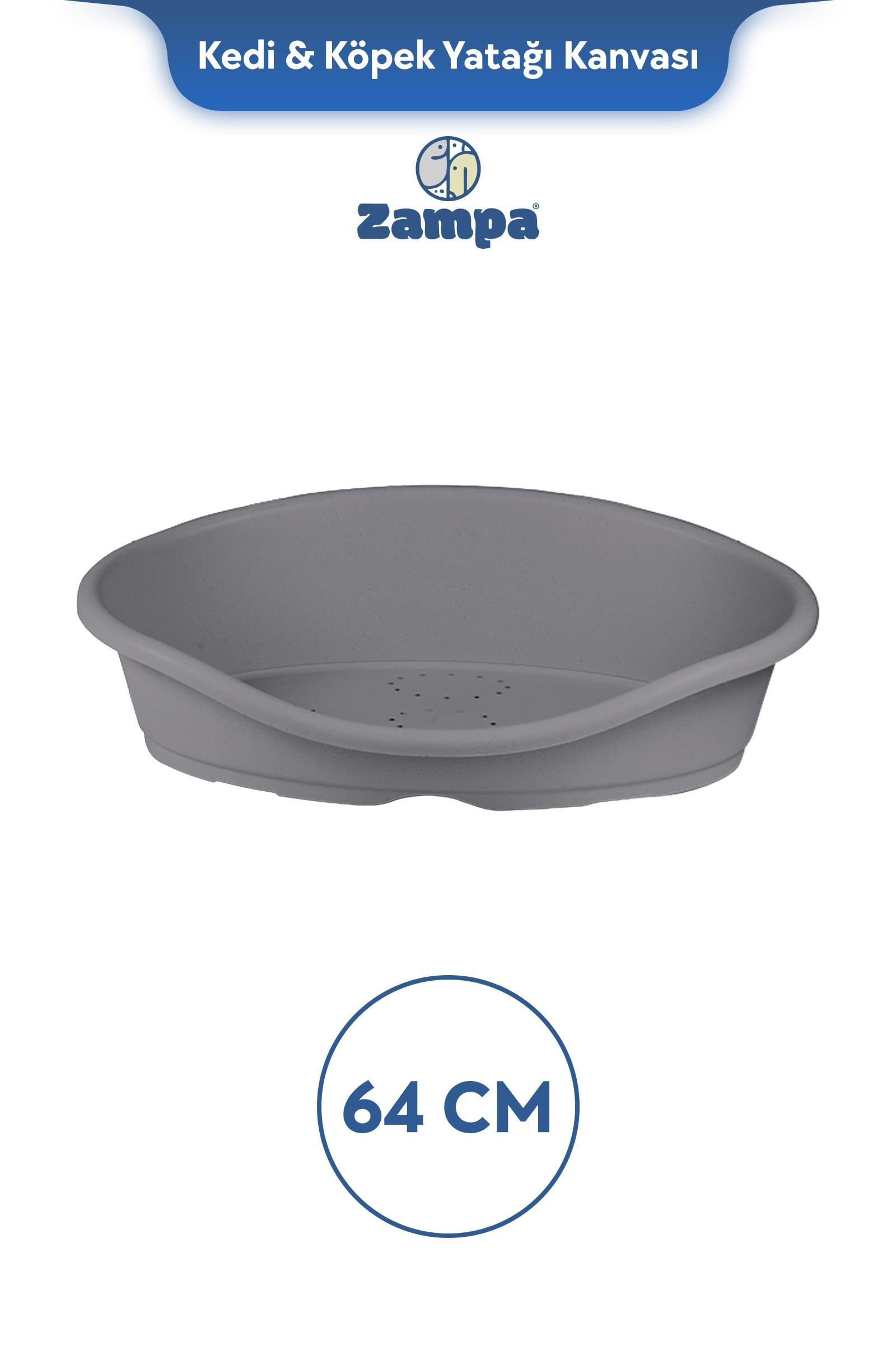 Zampa Plus Toffee Plastik Kedi & Köpek Yatağı 2 - 64cm Gri
