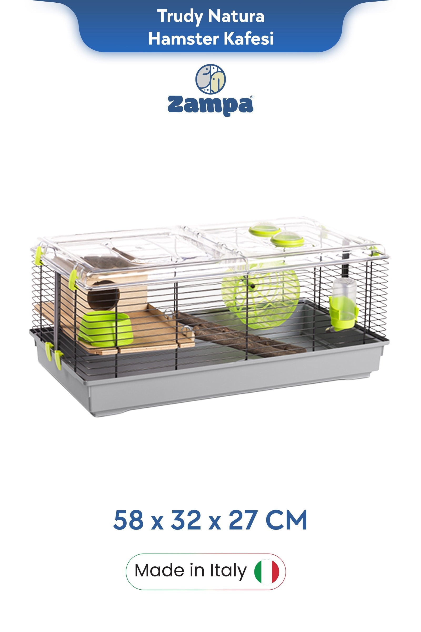 Zampa Plus Trudy Natura Hamster Kafesi 58x32x27 cm
