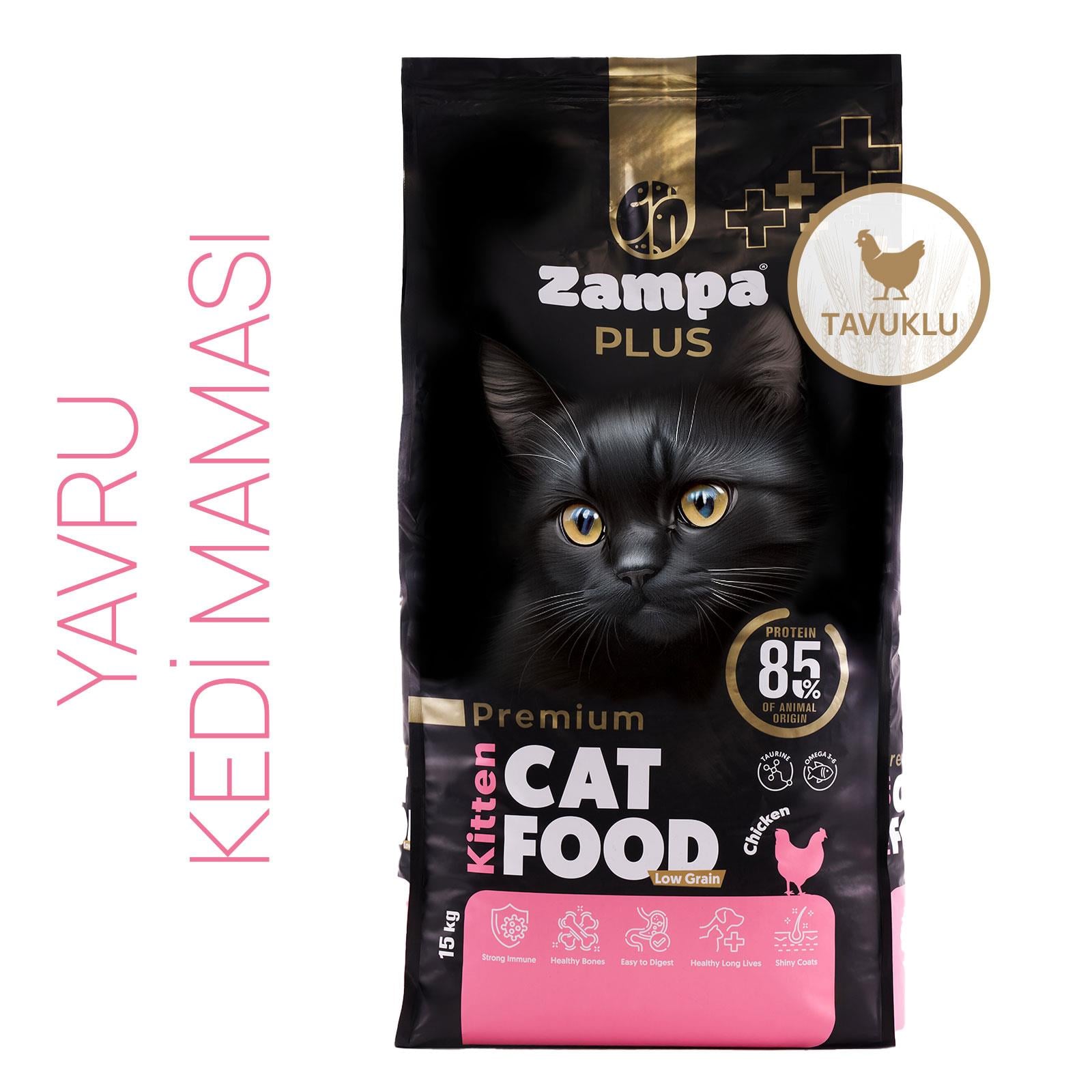 ZAMPA PLUS Yavru Kediler için Tavuk Etli Premium Kuru Mama 15KG