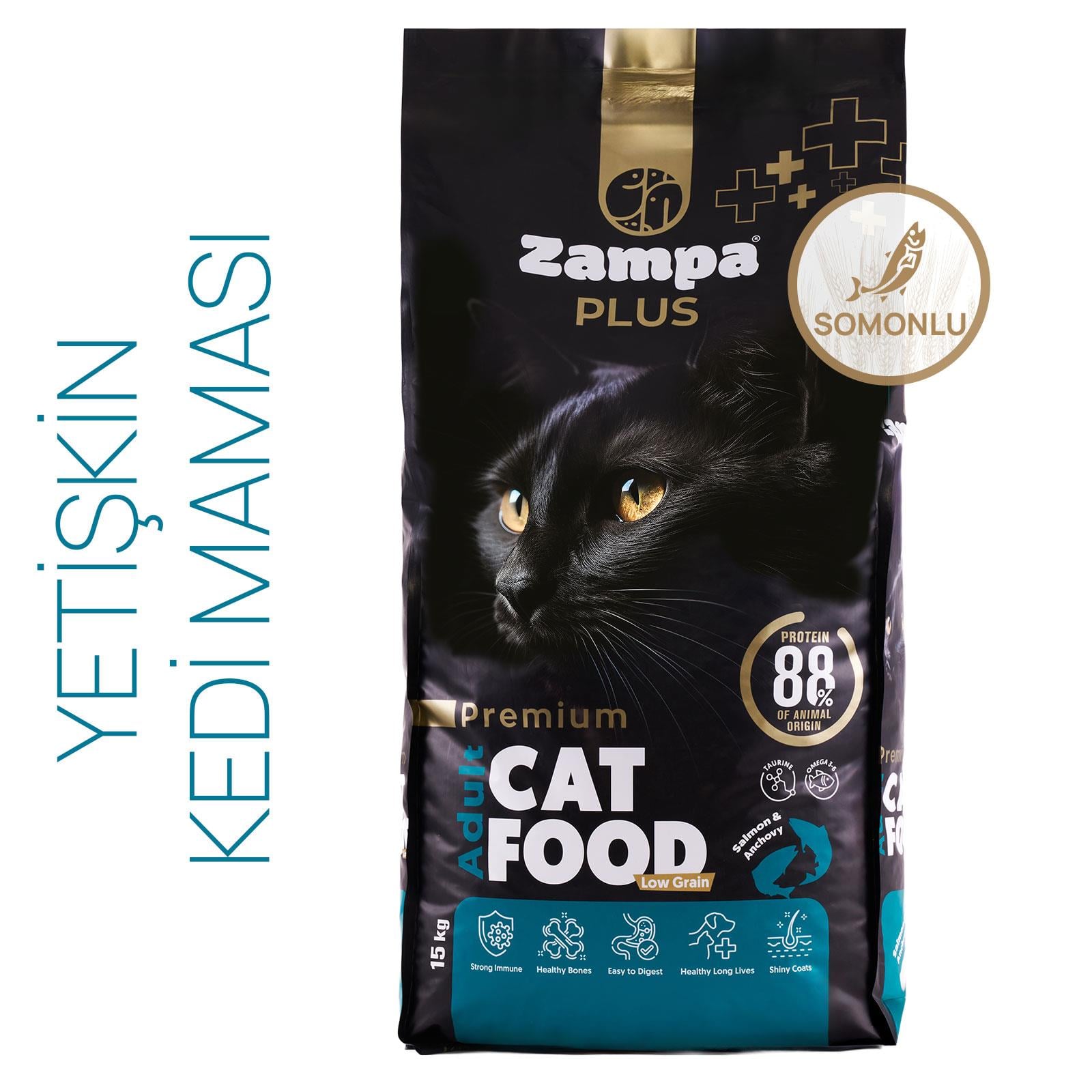 ZAMPA PLUS Yetişkin Kediler için Somon Etli & Hamsili Premium Kuru Mama 15KG