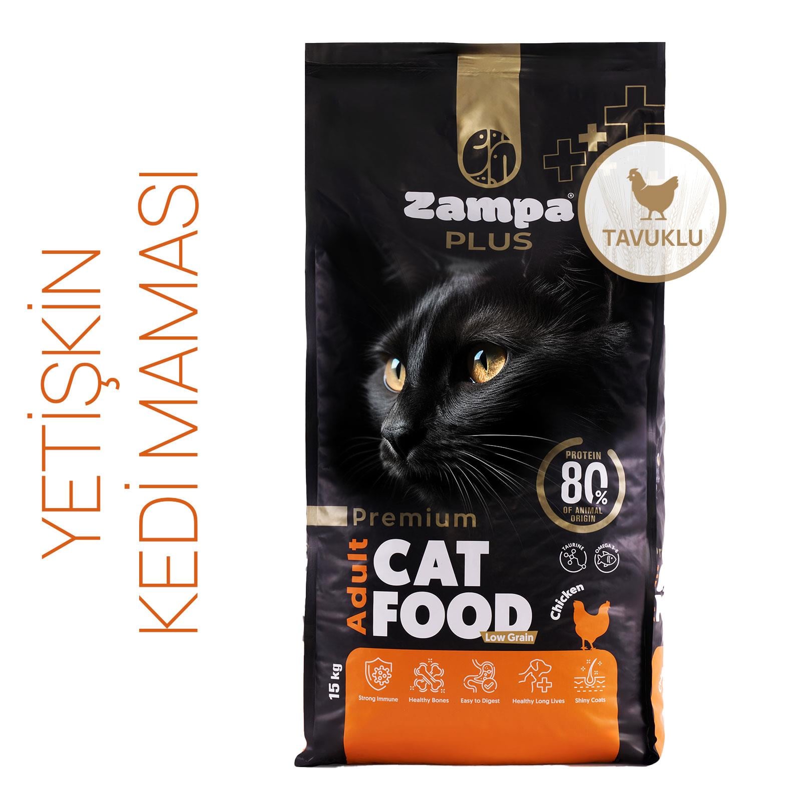 ZAMPA PLUS Yetişkin Kediler için Tavuk Etli Premium Kuru Mama 15KG